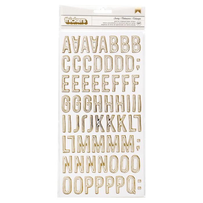 Maggie Holmes Carousel Thickers Stickers 137/Pkg-Swing Alphabet/Gold Foiled Chipboard