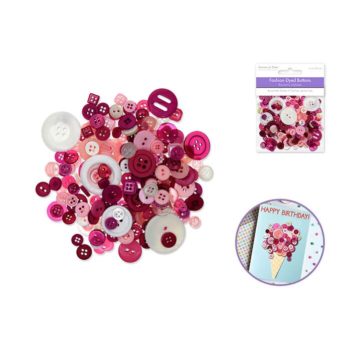 Button Embellishment: 60g Fashion-Dyed Medley - Rosé