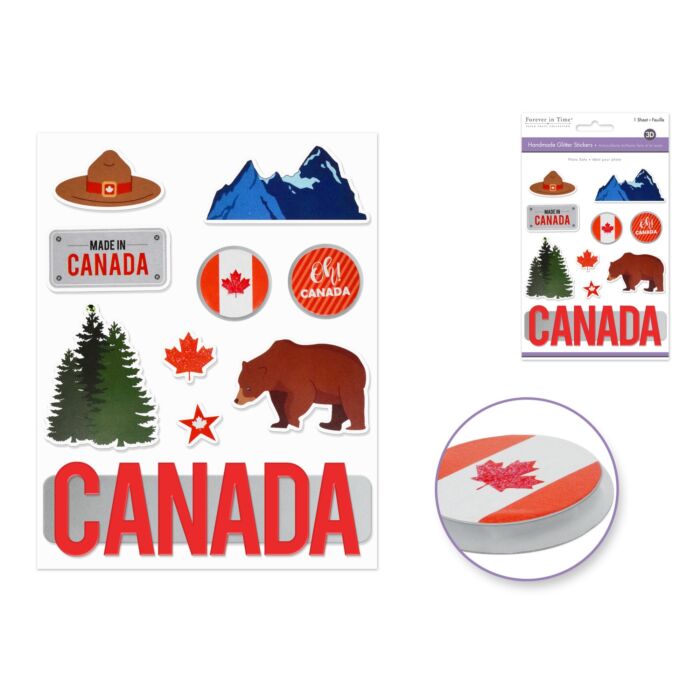 Handmade Sticker: 4.5"x5.5" 3D Glitter - Made In Canada