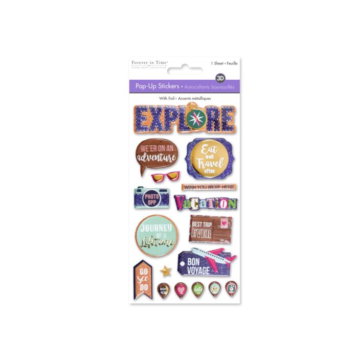 Paper Craft Sticker: 17.5cmx9.5cm 3D Foil Pop-Up - Explore