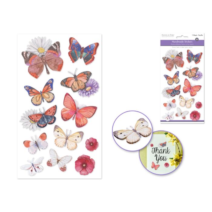 Handmade Sticker: 4.4"x7.5" 3D Themed Elements - Butterflies