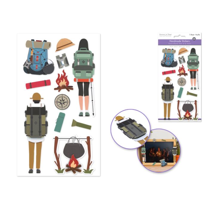 Handmade Sticker: 4.4"x7.5" 3D Themed Elements - Hiking