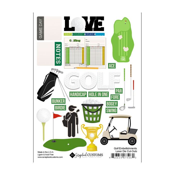 Scrapbook Customs - Golf Embellishment Cut-Outs