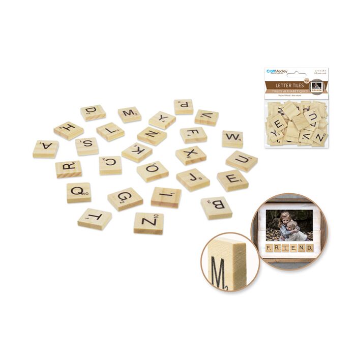 Craftwood: 1.8cmx2cm Letter Tiles 26/pk Natural