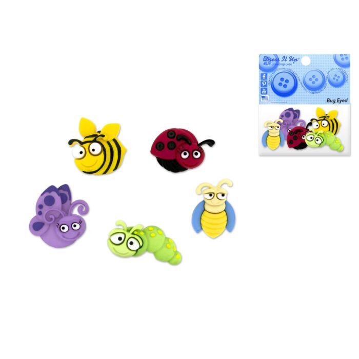 Dress-it-up Bits: Craft/Scrapbook Button Embellishments- Bug Eyed