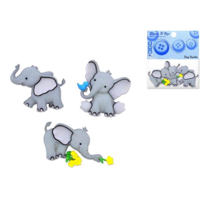Dress-it-up Bits: Craft/Scrapbook Button Embellishments- Tiny Trunks