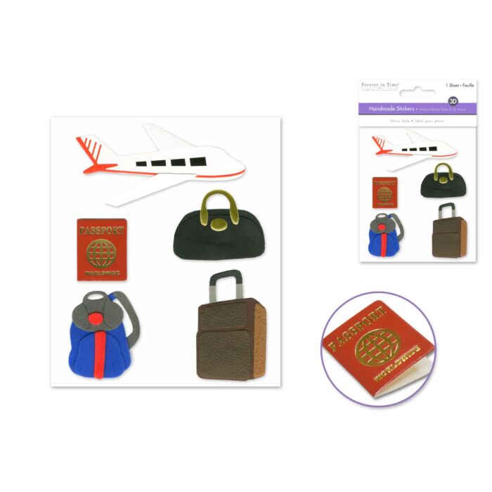 Handmade Sticker: 9.5cmx11.5cm 3D Themed - Pack Your Bags