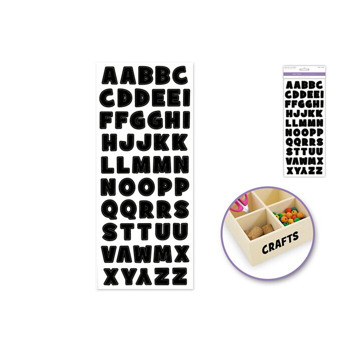 Paper Craft Sticker: 5"x12" Letters & Numbers Medley Clear - Letters Black Bold