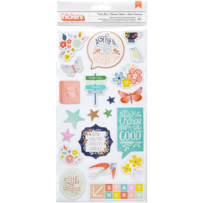 Paige Evans Turn The Page Thickers Stickers 5.5"X11" 47/Pkg-Icons/Printed & Matte Gold Foiled Chip