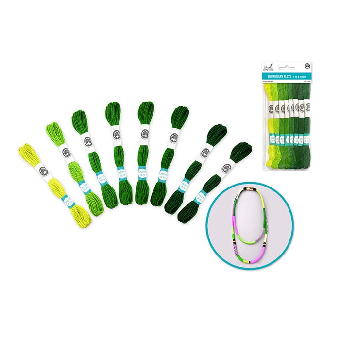 Needlecrafters: 8m Cotton Embroidery Floss 8 Hanks/pkg - Go Green