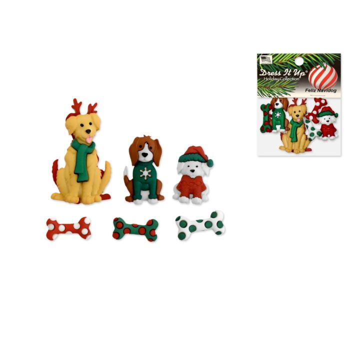 Holiday Paper Craft: Seasonal Dress-It-Up Bits Painted Embellishments Feliz Navidog