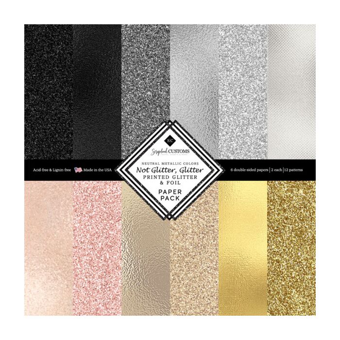 Scrapbook Customs Neutral Glitter Metallic Paper Pack 12x12 DS