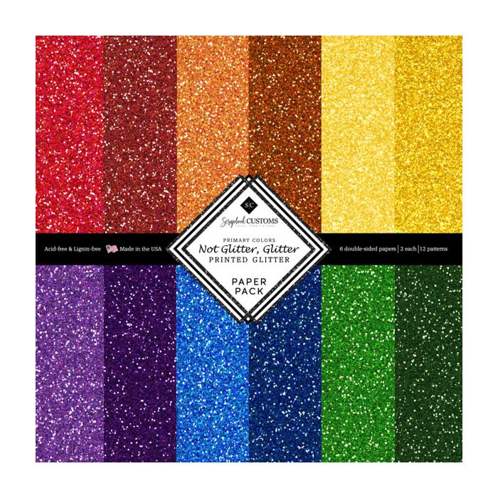 Scrapbook Customs Primary Glitter Paper Pack 12x12 DS