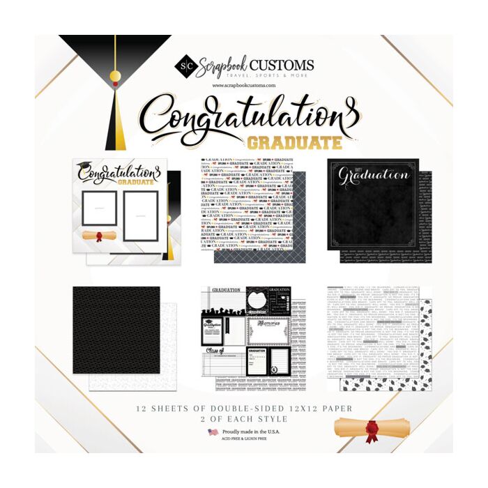 Preorder Scrapbook Customs Congratulations Graduate Paper Pack 12x12 DS
