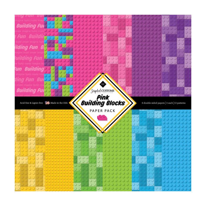Preorder Scrapbook Customs Pastel Building Blocks 12x12 Paper Pack (2ea of 6)