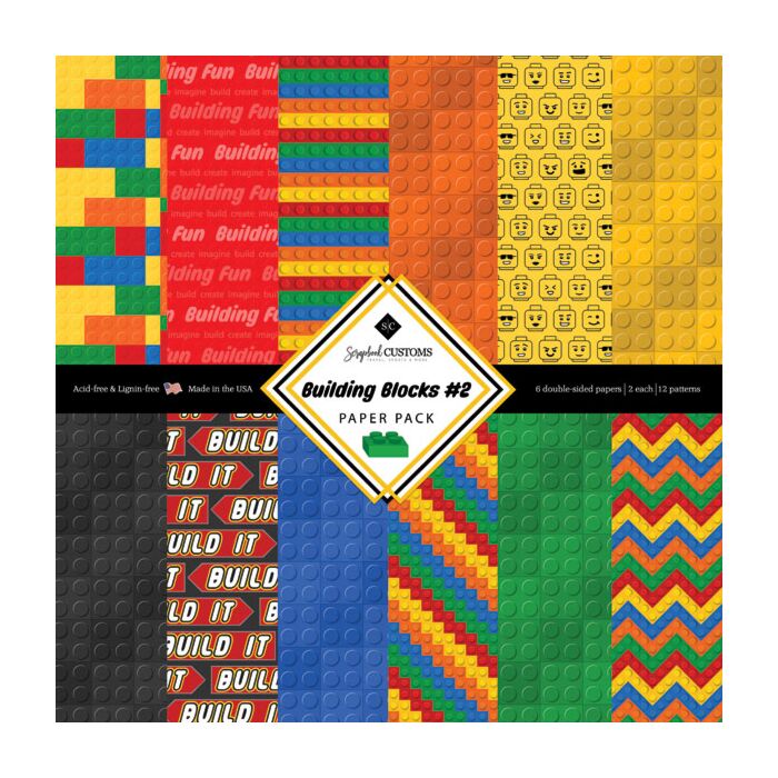 Preorder Scrapbook Customs Building Blocks #2 12x12 Paper Pack (2ea of 6)