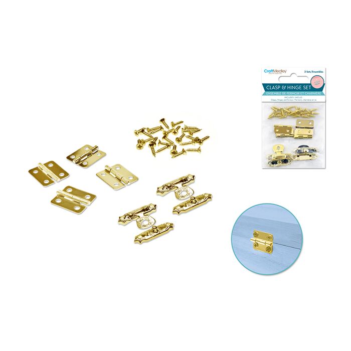 Craft Medley: Clasp & Hinge Set 2 Sets/pk - Gold