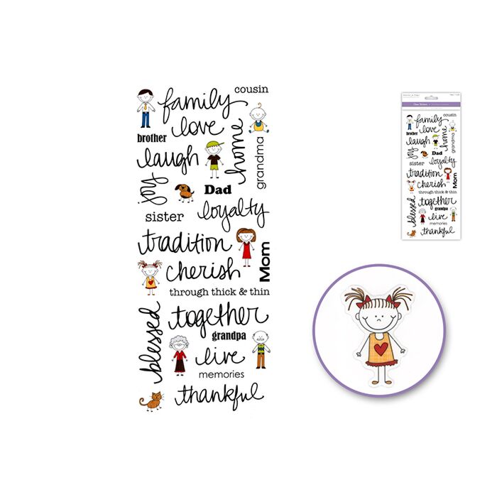 Paper Craft Sticker: 5"x12" Words & Sayings 'Clear' Photo Safe - Family