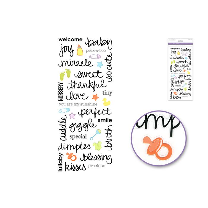 Paper Craft Sticker: 5"x12" Words & Sayings 'Clear' Photo Safe - Welcome Baby