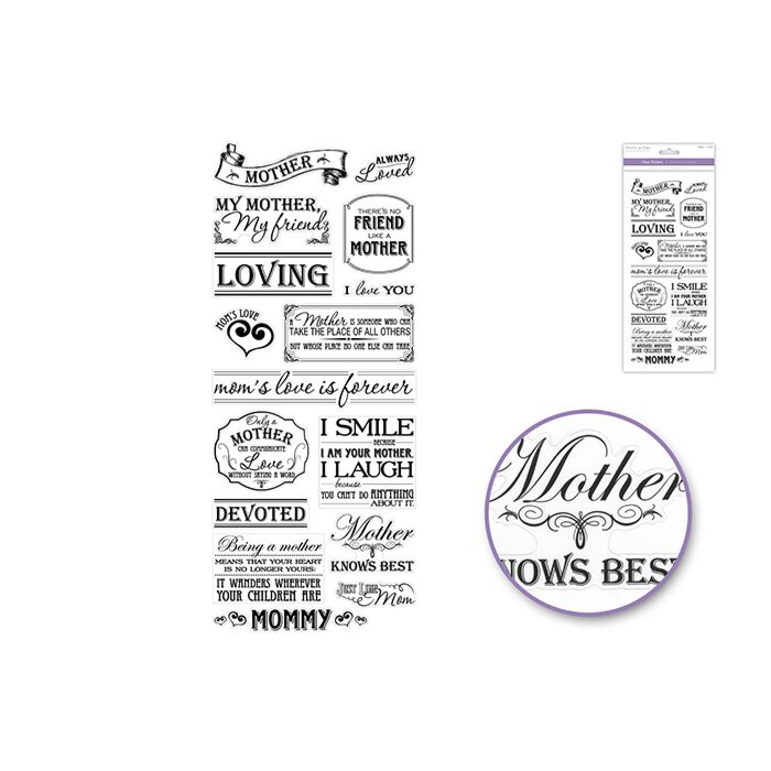 Paper Craft Sticker: 5"x12" Words & Sayings 'Clear' Photo Safe - Mother Knows Best