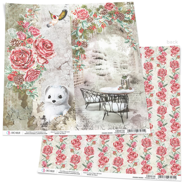 FROZEN ROSES PAPER SHEET 12"X12"