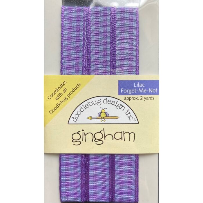 Doodlebug Ribbon - Gingham - Lilac/Forget-me-not