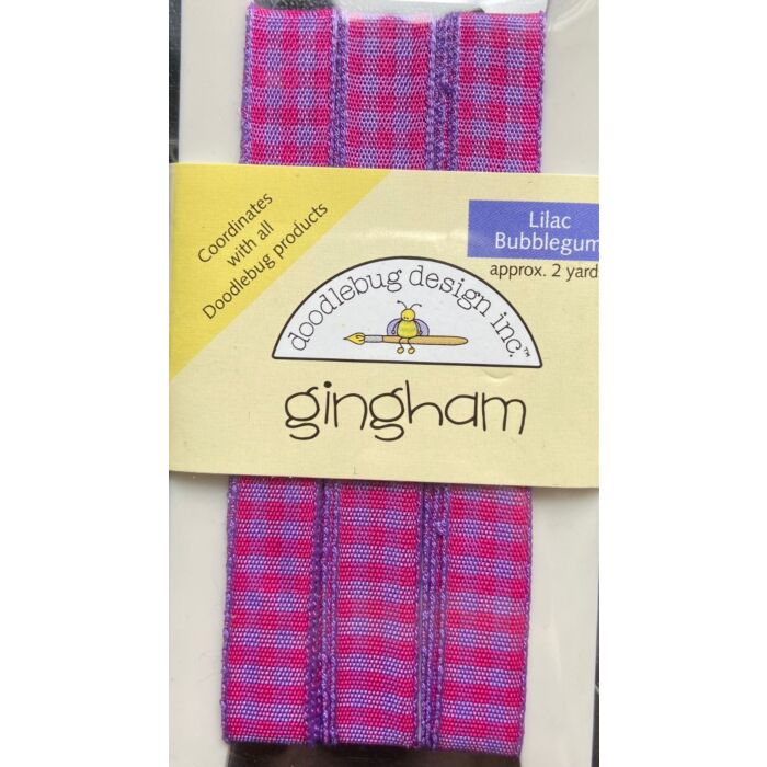 Doodlebug Ribbon - Gingham - Lilac/Bubble Gum