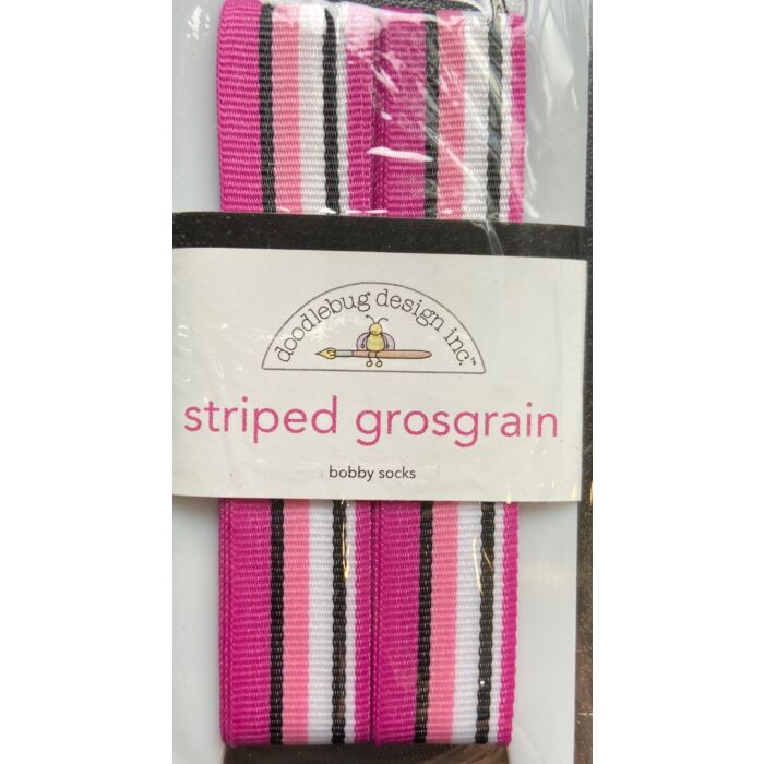 Doodlebug Ribbon - Striped Grossgrain - Bobby Socks