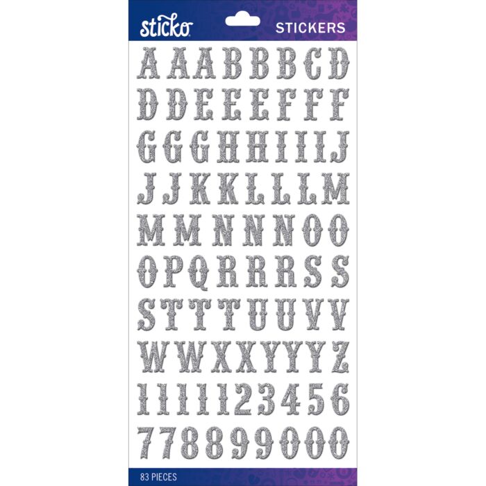 Sticko Alphabet Stickers-Silver Glitter Carnival