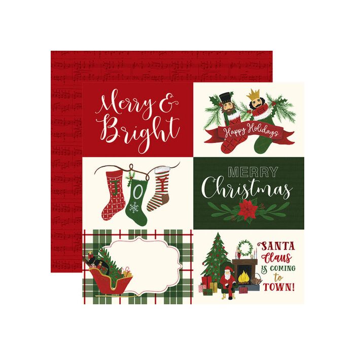 Echo Park - Here Comes Santa Claus - 12x12 Double sided - 6 x 4 Journaling Cards