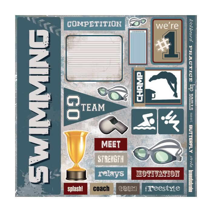 Scrapbook Customs Swimming Extreme Sticker