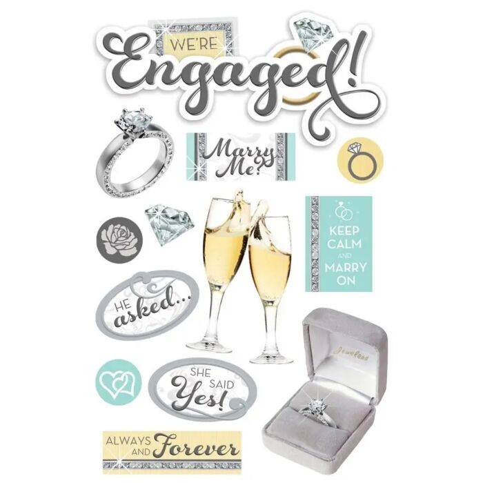 Paper House Engaged Dimensional Sticker