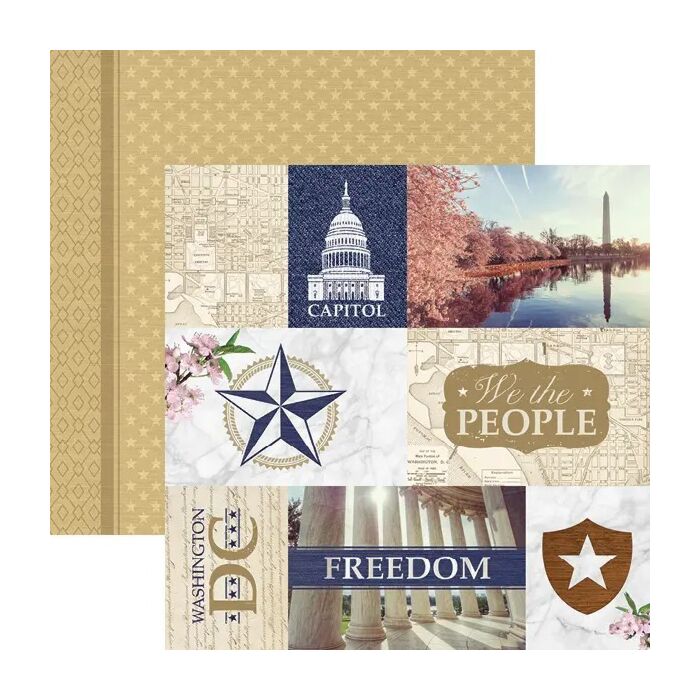 Paper House Washington DC Tags 12 x 12 Double Sided Scrapbook Paper