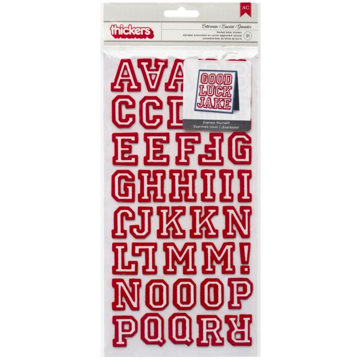 American Crafts Chipboard Alphabet Stickers-Letterman-Crimson Glitter