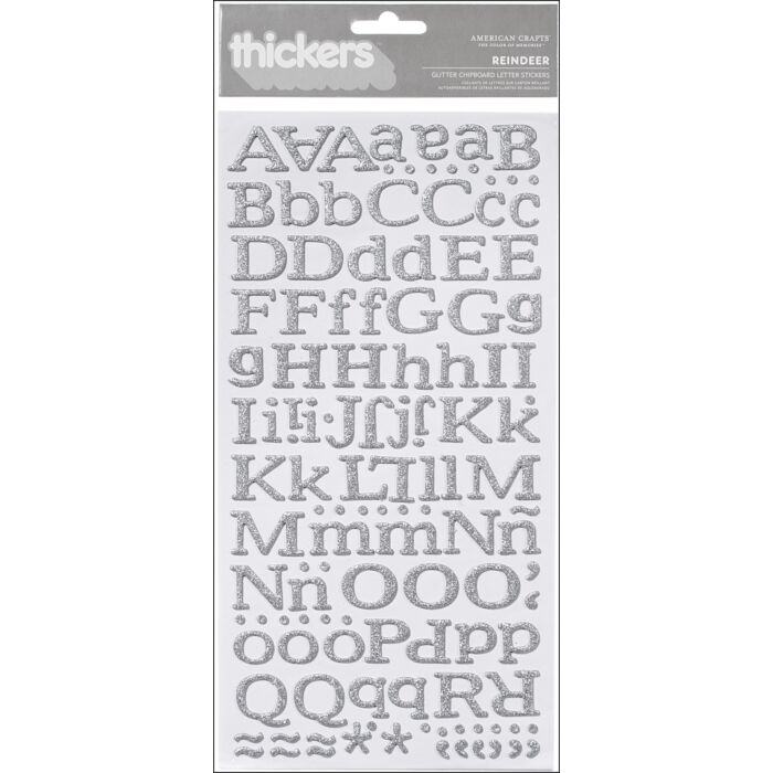 American Crafts Thickers Glitter Stickers 6"X11" 2/Pkg-Reindeer-Silver