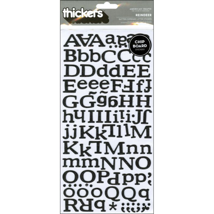 American Crafts Thickers Glitter Stickers 6"X11" 2/Pkg-Reindeer-Black