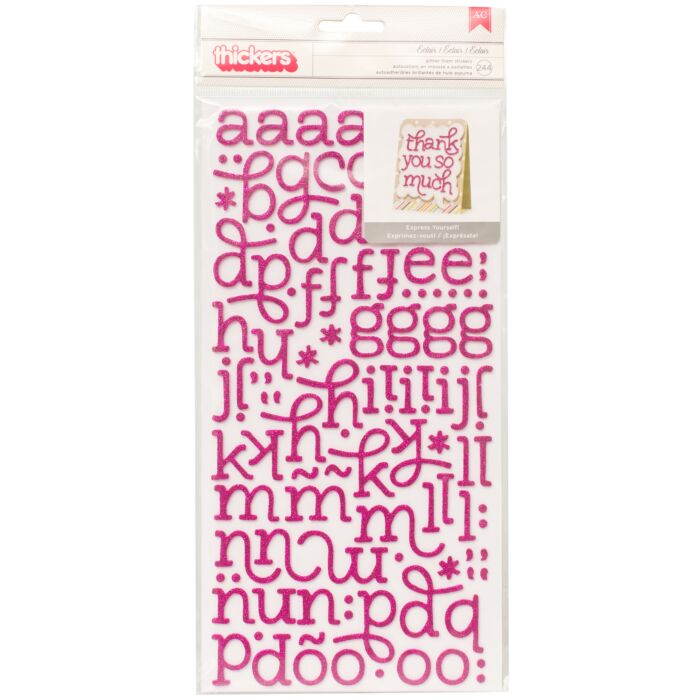 American Crafts Foam Alphabet Stickers-Eclair-Strawberry Glitter