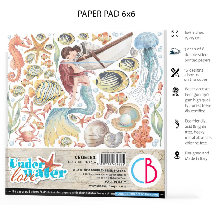 UNDERWATER LOVE FUSSY CUT PAD 6"X6" 24/PKG