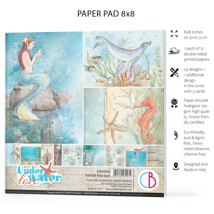 UNDERWATER LOVE PAPER PAD 8"X8" 12/PKG