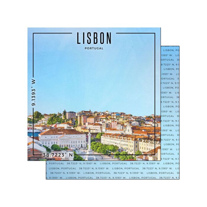 Preorder Scrapbook Customs Portugal - Lisbon Coordinates Paper