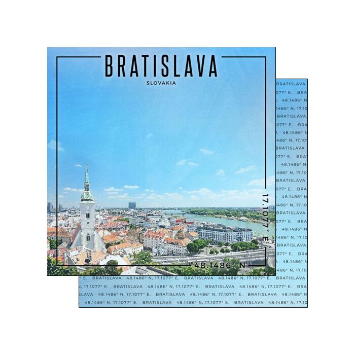 Scrapbook Customs Slovakia - Bratislava Coordinates Paper 12x12