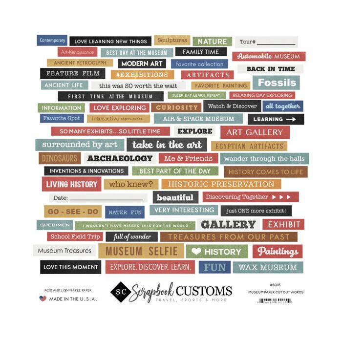 Preorder Scrapbook Customs Museum Word Cut Outs Paper