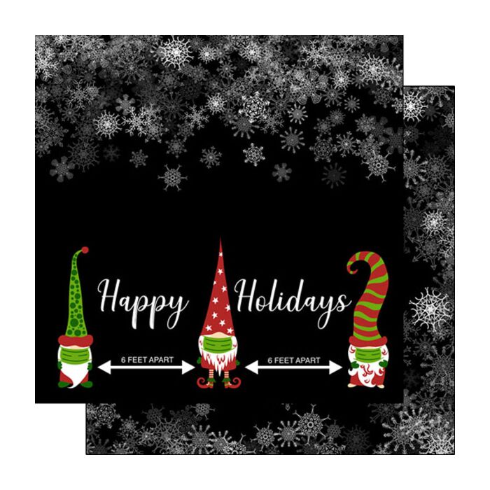 Scrapbook Customs - Double Sided Paper 12 x 12 - Happy Holidays - 6 Feet Apart