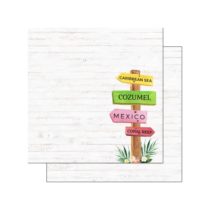 Scrapbook Customs Cozumel Vacay Sign Paper Double-Sided Paper 12 x 12
