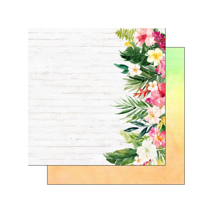 Scrapbook Customs Vacay Floral Edge DS Paper Double-Sided Paper 12 x 12