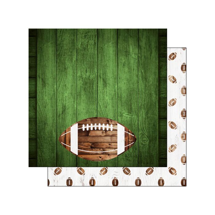 Scrapbook Customs FOOTBALL WOOD COLORED BG DOUBLE SIDED 12x12 PAPER