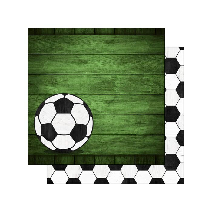 Scrapbook Customs - Double Sided Paper 12 x 12 - Soccer Wood Colored BG
