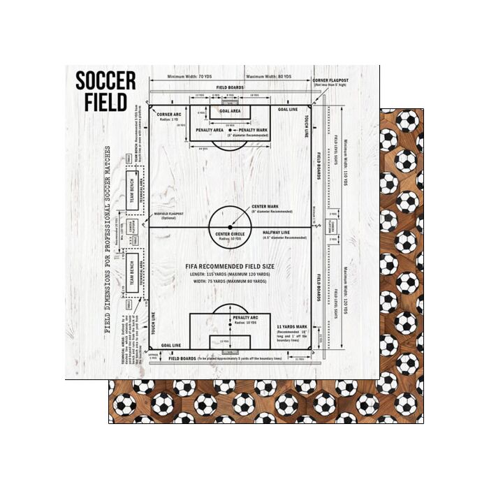 Scrapbook Customs - Double Sided Paper 12 x 12 - Soccer Wood Field Diagram