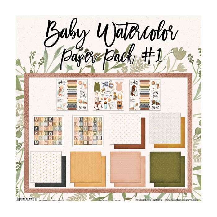 Scrapbook Customs - Baby Watercolor Pack #1 - Paper Kit
