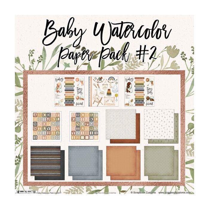 Scrapbook Customs - Baby Watercolor Pack #2 - Paper Kit